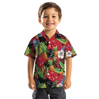 Boston Red Sox Tropical Toucan Hawaiian Shirt - Hibiscus & Pineapple Design