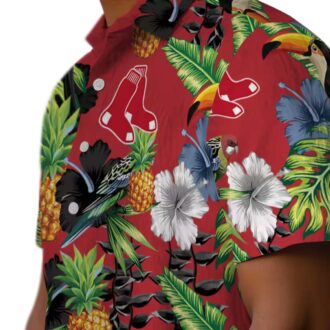 Boston Red Sox Tropical Toucan Hawaiian Shirt - Hibiscus & Pineapple Design