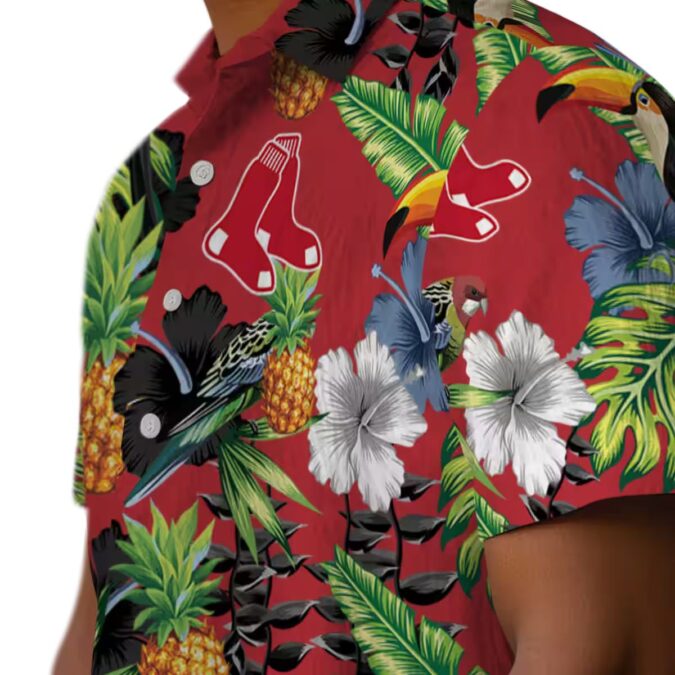 Boston Red Sox Tropical Toucan Hawaiian Shirt - Hibiscus & Pineapple Design