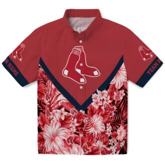 Custom Boston Red Sox Floral Chevron Red Hawaiian Shirt - MLB Summer Beachwear for Fans