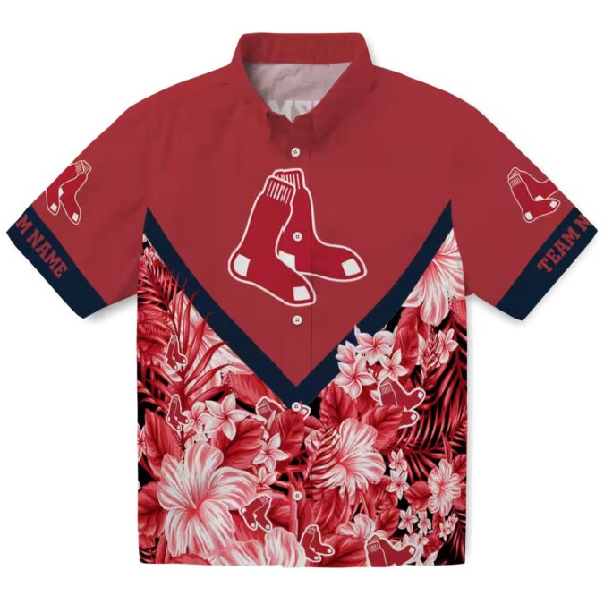 Custom Boston Red Sox Floral Chevron Red Hawaiian Shirt - MLB Summer Beachwear for Fans