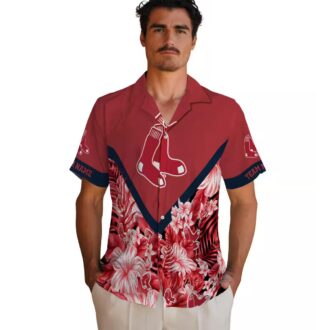 Custom Boston Red Sox Floral Chevron Red Hawaiian Shirt - MLB Summer Beachwear for Fans