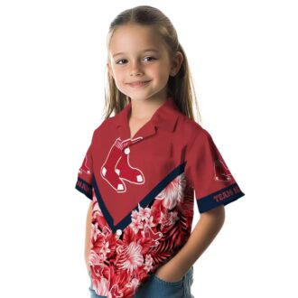 Custom Boston Red Sox Floral Chevron Red Hawaiian Shirt - MLB Summer Beachwear for Fans