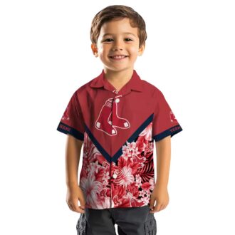 Custom Boston Red Sox Floral Chevron Red Hawaiian Shirt - MLB Summer Beachwear for Fans
