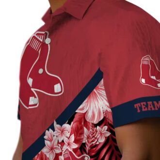 Custom Boston Red Sox Floral Chevron Red Hawaiian Shirt - MLB Summer Beachwear for Fans