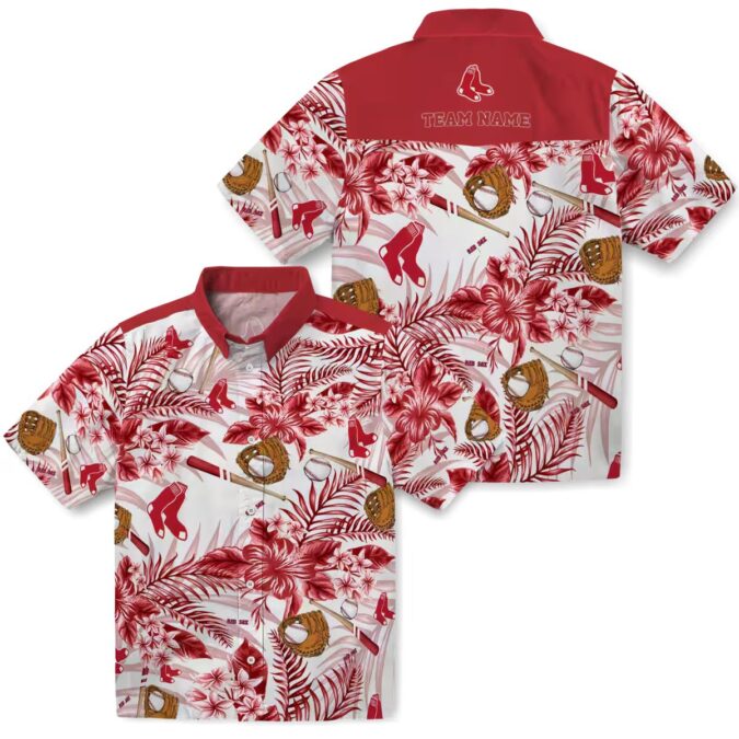 Custom Boston Red Sox Floral Hawaiian Shirt - MLB Baseball Summer Beach Shirt