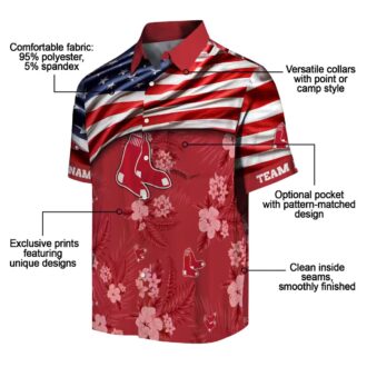 Custom Boston Red Sox Hibiscus Hawaiian Shirt - US Flag Tropical Shirt for Baseball Fans