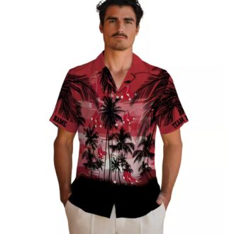 Custom Boston Red Sox Sunset Hawaiian Shirt - Tropical Red Black MLB Beachwear