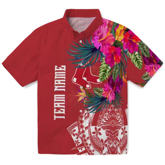 Limited Edition Boston Red Sox Hawaiian Shirt - Polynesian Floral Tropical MLB Apparel