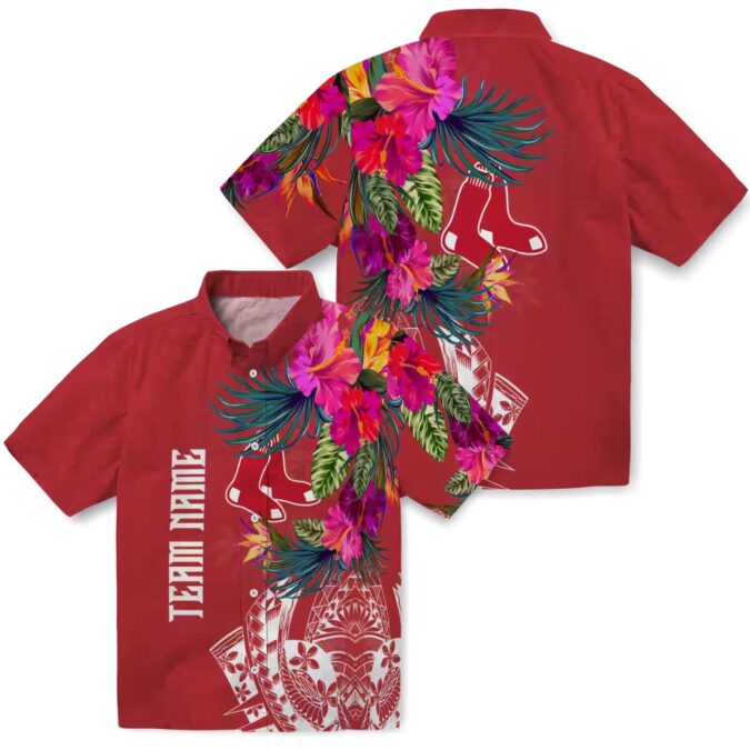 Limited Edition Boston Red Sox Hawaiian Shirt - Polynesian Floral Tropical MLB Apparel
