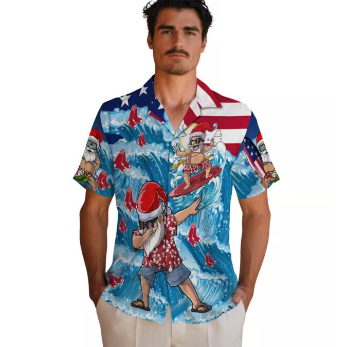 Limited Edition Boston Red Sox Hawaiian Shirt - Santa Surfing MLB Tropical Apparel