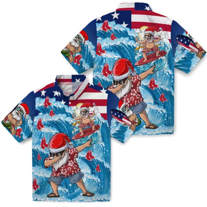 Limited Edition Boston Red Sox Hawaiian Shirt - Santa Surfing MLB Tropical Apparel