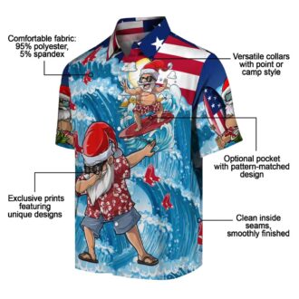 Limited Edition Boston Red Sox Hawaiian Shirt - Santa Surfing MLB Tropical Apparel