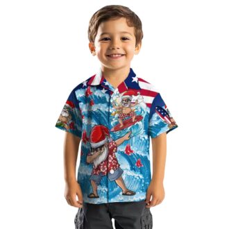 Limited Edition Boston Red Sox Hawaiian Shirt - Santa Surfing MLB Tropical Apparel