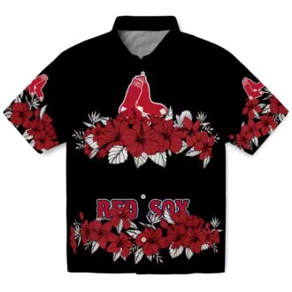 Men's Boston Red Sox Tropical Hawaiian Shirt - Hibiscus Floral Red & Black Stripe MLB Gear