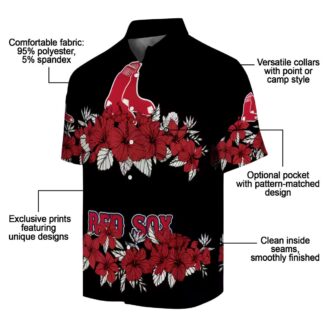 Men's Boston Red Sox Tropical Hawaiian Shirt - Hibiscus Floral Red & Black Stripe MLB Gear
