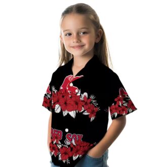Men's Boston Red Sox Tropical Hawaiian Shirt - Hibiscus Floral Red & Black Stripe MLB Gear