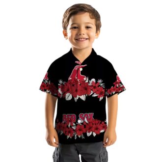 Men's Boston Red Sox Tropical Hawaiian Shirt - Hibiscus Floral Red & Black Stripe MLB Gear