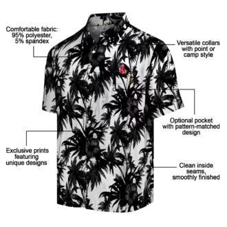 MLB Boston Red Sox Black & White Palm Hawaiian Shirt for Summer & Beach Days