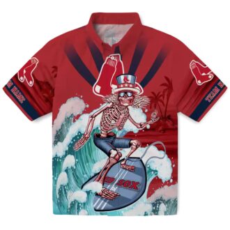 MLB Boston Red Sox Custom Surfing Skeleton Hawaiian Shirt - Perfect for Summer, Beach and Fans