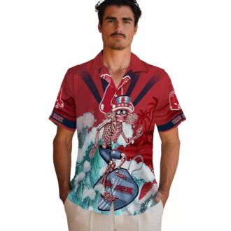 MLB Boston Red Sox Custom Surfing Skeleton Hawaiian Shirt - Perfect for Summer, Beach and Fans
