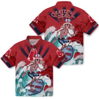 MLB Boston Red Sox Custom Surfing Skeleton Hawaiian Shirt - Perfect for Summer, Beach and Fans