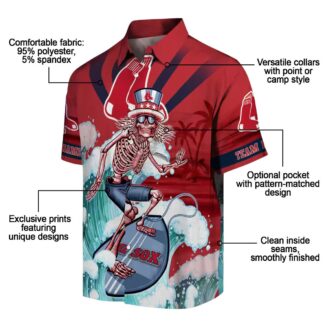 MLB Boston Red Sox Custom Surfing Skeleton Hawaiian Shirt - Perfect for Summer, Beach and Fans