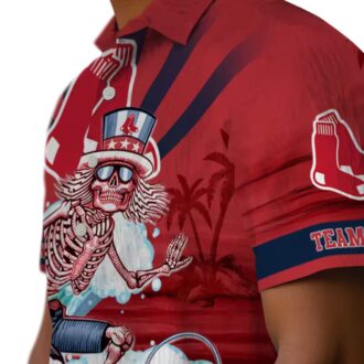 MLB Boston Red Sox Custom Surfing Skeleton Hawaiian Shirt - Perfect for Summer, Beach and Fans