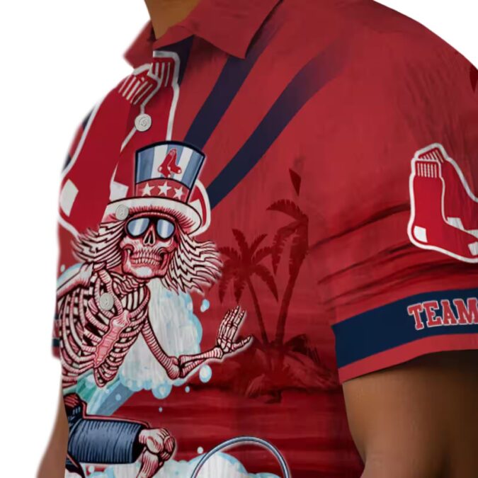 MLB Boston Red Sox Custom Surfing Skeleton Hawaiian Shirt - Perfect for Summer, Beach and Fans