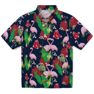 MLB Boston Red Sox Flamingo Foliage Hawaiian Shirt - Red & Green Tropical Shirt for Baseball Fans