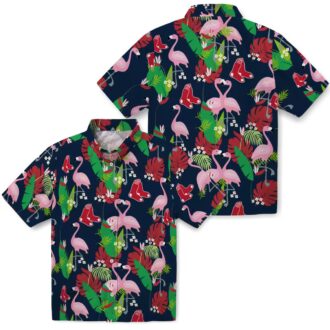 MLB Boston Red Sox Flamingo Foliage Hawaiian Shirt - Red & Green Tropical Shirt for Baseball Fans