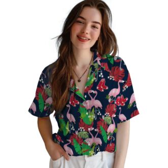 MLB Boston Red Sox Flamingo Foliage Hawaiian Shirt - Red & Green Tropical Shirt for Baseball Fans