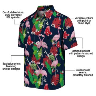 MLB Boston Red Sox Flamingo Foliage Hawaiian Shirt - Red & Green Tropical Shirt for Baseball Fans