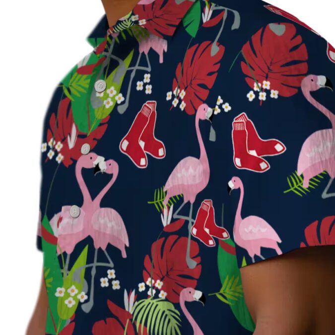 MLB Boston Red Sox Flamingo Foliage Hawaiian Shirt - Red & Green Tropical Shirt for Baseball Fans