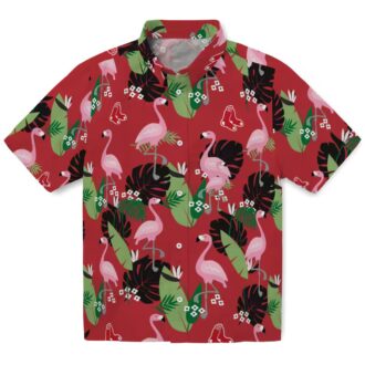 MLB Boston Red Sox Flamingo Leaf Hawaiian Shirt - Tropical Summer Beachwear