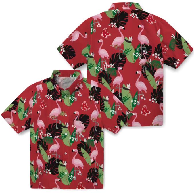MLB Boston Red Sox Flamingo Leaf Hawaiian Shirt - Tropical Summer Beachwear