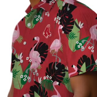 MLB Boston Red Sox Flamingo Leaf Hawaiian Shirt - Tropical Summer Beachwear