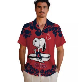 MLB Boston Red Sox Snoopy Hawaiian Shirt - Red White Tropical Beach Outfit