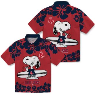 MLB Boston Red Sox Snoopy Hawaiian Shirt - Red White Tropical Beach Outfit