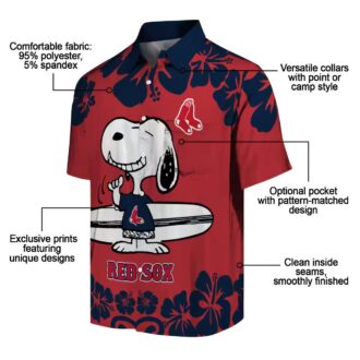 MLB Boston Red Sox Snoopy Hawaiian Shirt - Red White Tropical Beach Outfit