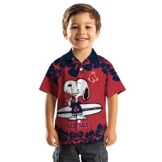 MLB Boston Red Sox Snoopy Hawaiian Shirt - Red White Tropical Beach Outfit