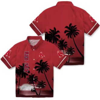 MLB Boston Red Sox Sunset Hawaiian Shirt - Red & Black Beach Shirt for Summer Fans