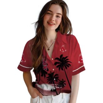 MLB Boston Red Sox Sunset Hawaiian Shirt - Red & Black Beach Shirt for Summer Fans