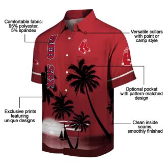 MLB Boston Red Sox Sunset Hawaiian Shirt - Red & Black Beach Shirt for Summer Fans