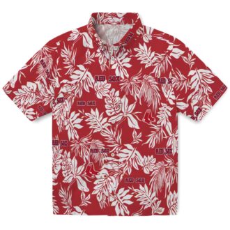 MLB Boston Red Sox Tropical Leaf Hawaiian Shirt - Red & White Summer Gear