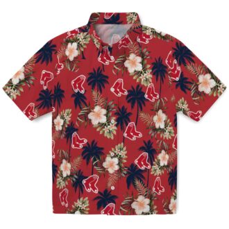 MLB Fan Boston Red Sox Hawaiian Shirt - Summer Palm Tree & Flower Design