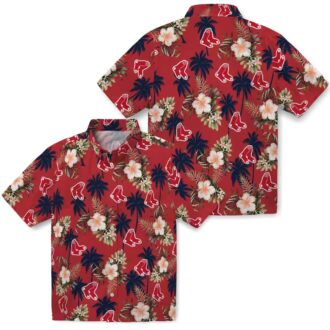 MLB Fan Boston Red Sox Hawaiian Shirt - Summer Palm Tree & Flower Design