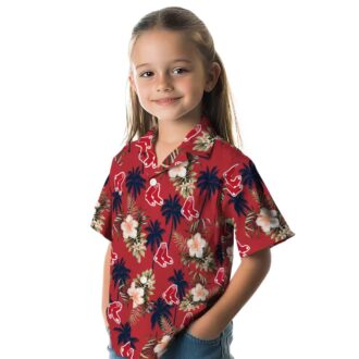 MLB Fan Boston Red Sox Hawaiian Shirt - Summer Palm Tree & Flower Design
