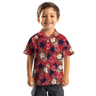 MLB Fan Boston Red Sox Hawaiian Shirt - Summer Palm Tree & Flower Design