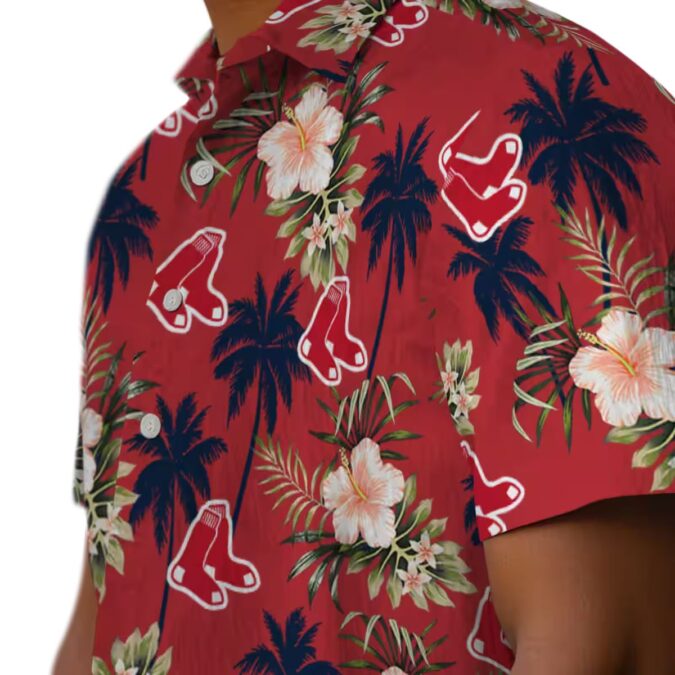 MLB Fan Boston Red Sox Hawaiian Shirt - Summer Palm Tree & Flower Design